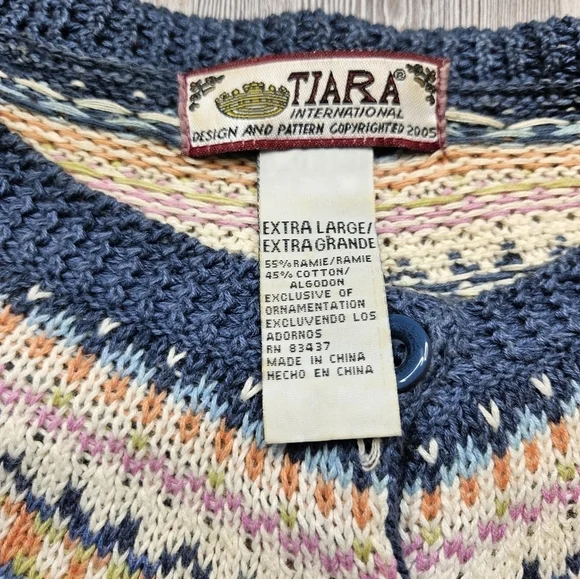Tiara International Cardigan Women's XL Button Front Blue - Picture 7 of 7
